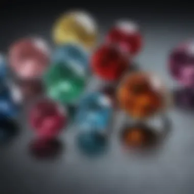 A variety of gemstones laid out for comparison.