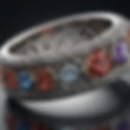 Elegant anniversary ring featuring intricate designs and gemstones
