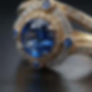 Antique wedding ring with a stunning sapphire surrounded by delicate diamonds