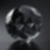 Close-up view of a black diamond showcasing its unique facets