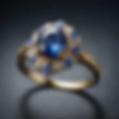 Elegant blue star sapphire ring displayed on a soft velvet surface