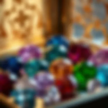 A collection of August birthstones displayed in a decorative setting