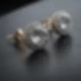 Close-up view of exquisite diamond stud earrings showcasing their brilliance