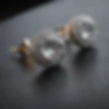 Exquisite Brilliance of Diamond Studs Close-up view of exquisite diamond stud earrings showcasing their brilliance