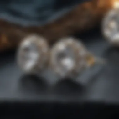 Elegant Display of Diamond Designs Elegantly designed diamond stud earrings displayed on velvet