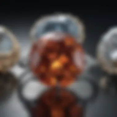 Close-up of the four Cs of diamond quality