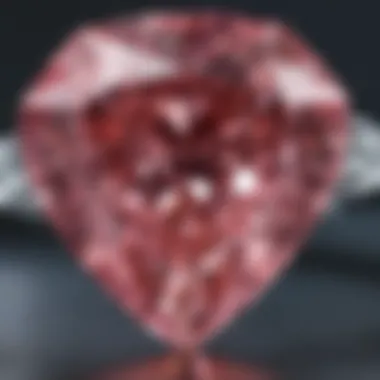 Close-up of a fancy pink diamond showcasing its unique hue