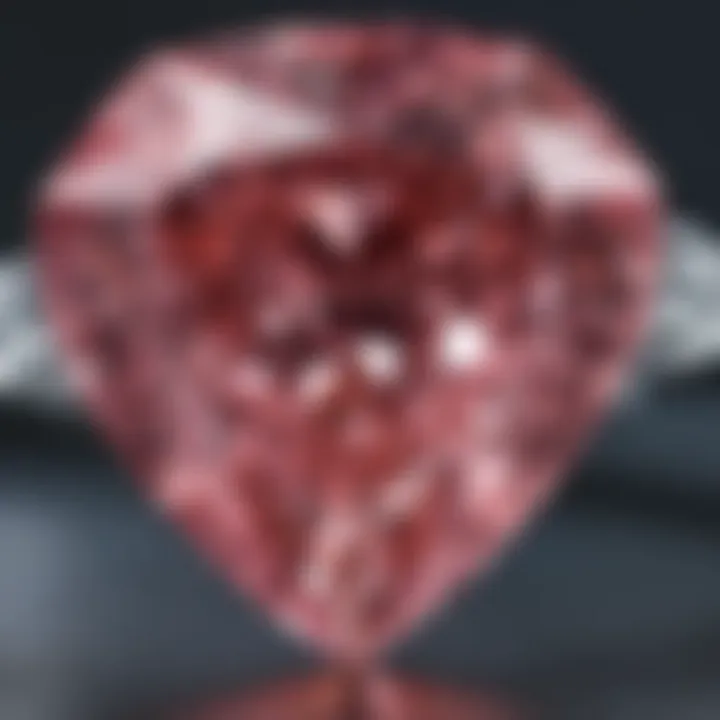 Close-up of a fancy pink diamond showcasing its unique hue