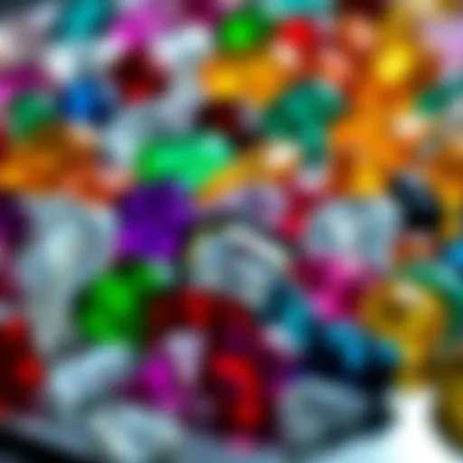 A Display of Colorful Gemstones An exquisite array of gemstones showcasing various colors and cuts