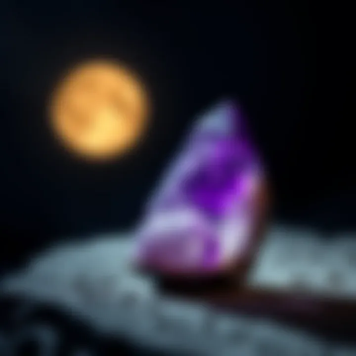 Amethyst under moonlight for cleansing