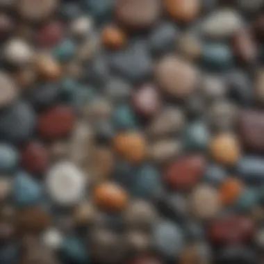 An overview of different types of stones laid out on a textured surface.