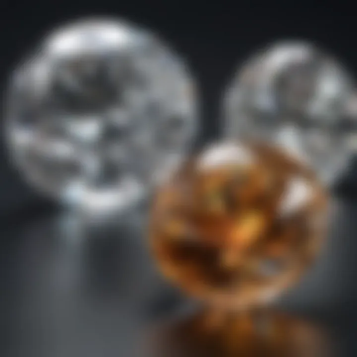 Comparison of authentic and imitation diamonds