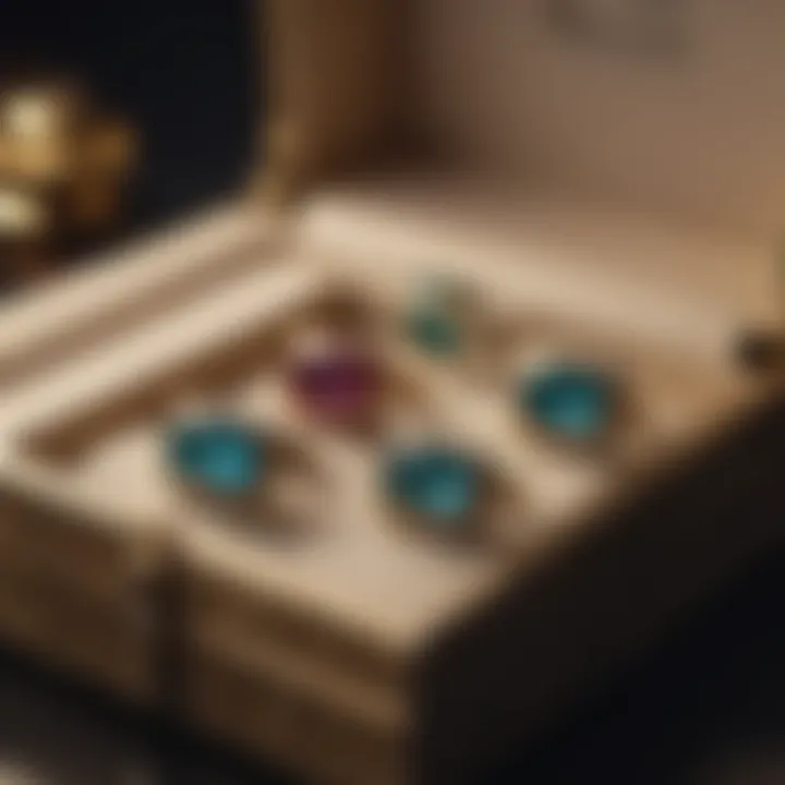 An elegant cufflink box displaying high-quality gemstone cufflinks