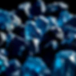 A stunning collection of dark blue and black crystals showcasing their unique textures and colors