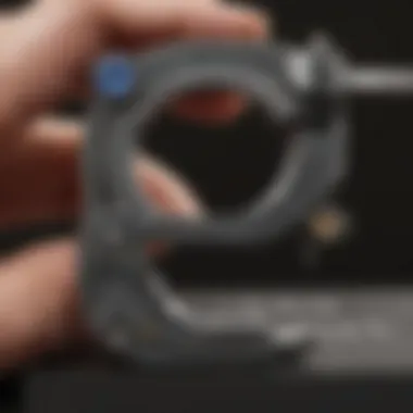 Measuring a ring size using a caliper tool.