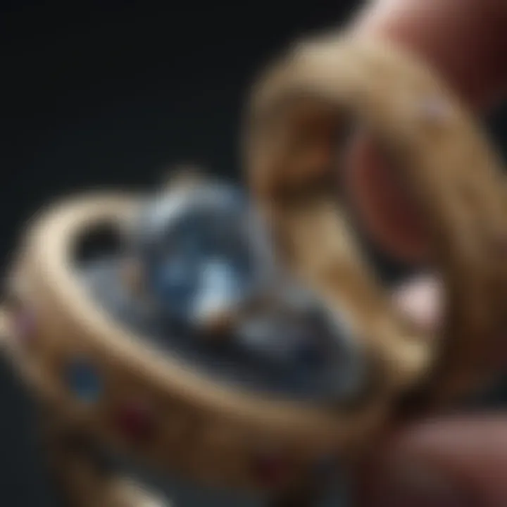 Magnified view of ring details revealing craftsmanship