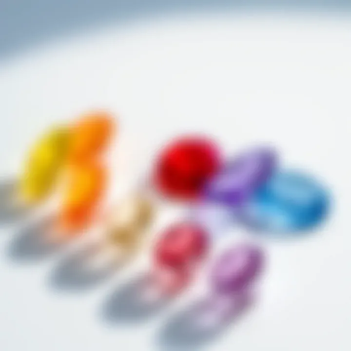 Comparison of diamond colors in a spectrum