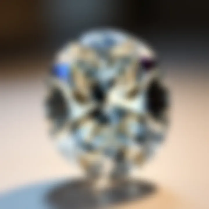 Detailed view of an oval diamond highlighting its dimensions