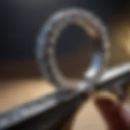 A detailed close-up of a professional ring sizing tool