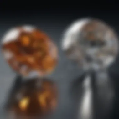 Artistic representation of G and F diamonds placed side by side highlighting their differences