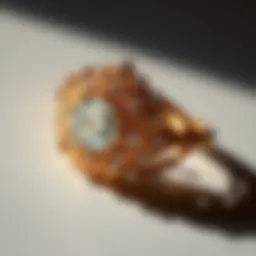 Artistic vintage engagement ring showcasing intricate designs