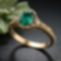 A stunning emerald engagement ring set in gold