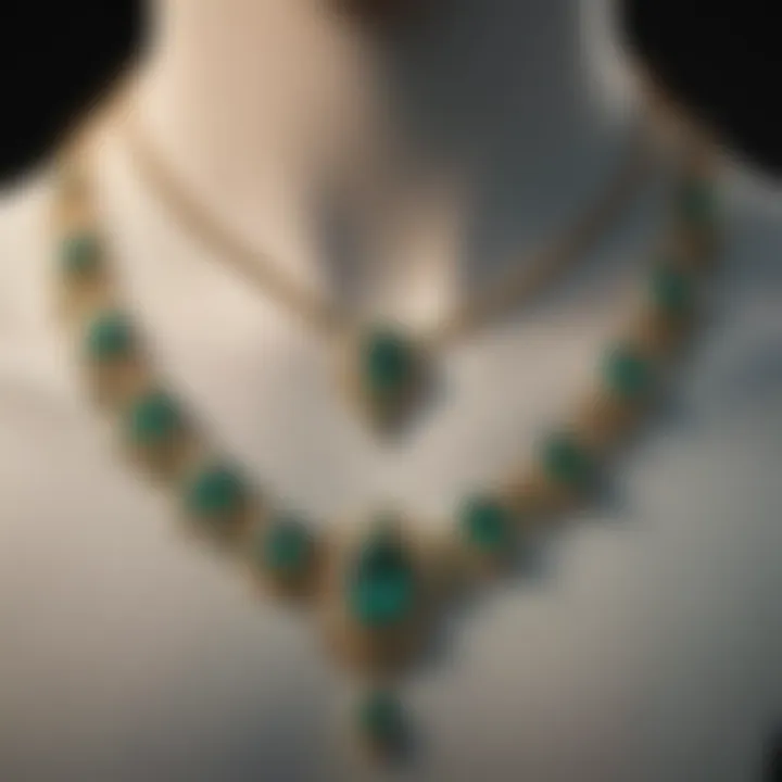 Elegant display of various emerald necklaces showcasing different styles