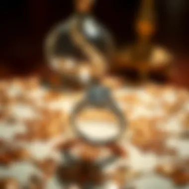 A close-up view of a beautiful engagement ring on a decorative table