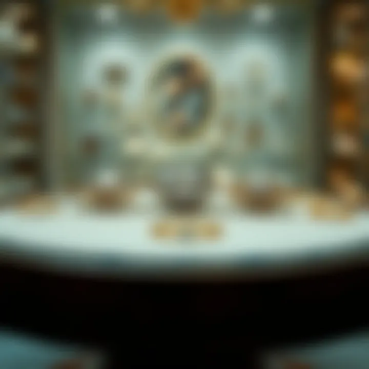 Vintage engagement rings displayed in a boutique
