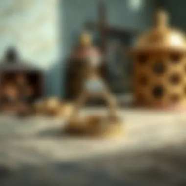 An elegant engagement ring set against a backdrop of vintage cultural artifacts