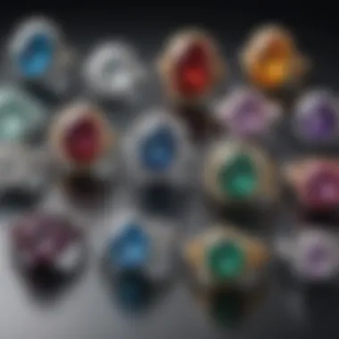 An array of gemstones featured in wrap around engagement rings