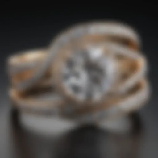 Intricate wrap around engagement ring showcasing a brilliant diamond