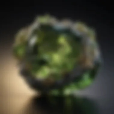 A display of ethically sourced gemstones with a focus on moldavite