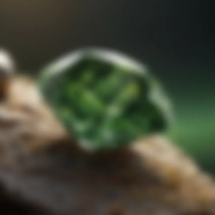 Close-up of a green diamond showcasing its unique color and clarity