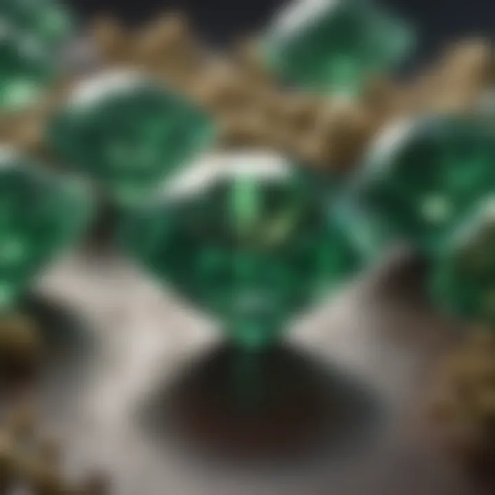 A visual representation of green diamonds in popular culture, including jewelry and art