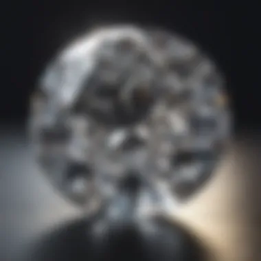 Close-up view of a round diamond highlighting its cut and clarity.