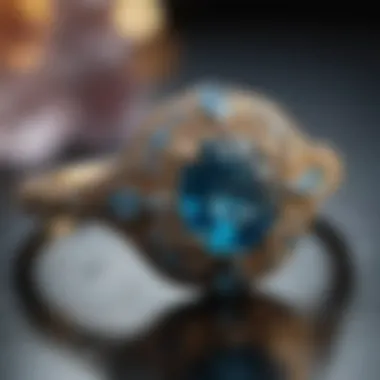 Close-up view of a stunning antique engagement ring with a unique gemstone