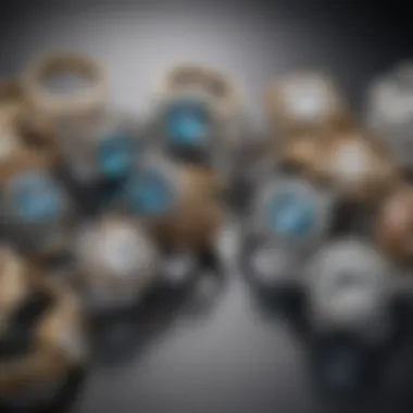 Diverse Eras of Engagement Rings A collection of antique engagement rings from different eras, highlighting their unique styles