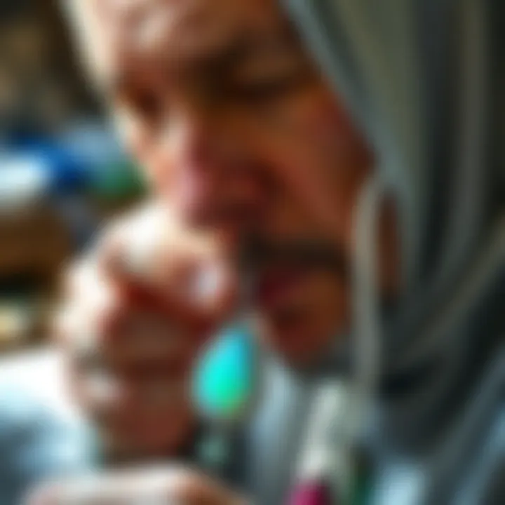 Craftsmanship in Opal Jewelry Artisan crafting opal jewelry with precision