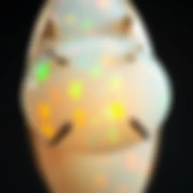 Unique Patterns in Opal Gemstones Close-up of opal gemstones displaying their unique patterns