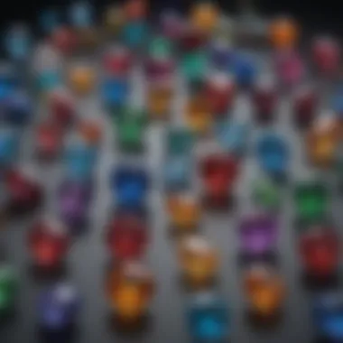 Artistic Display of Birthstones A detailed view of various birthstones arranged artistically