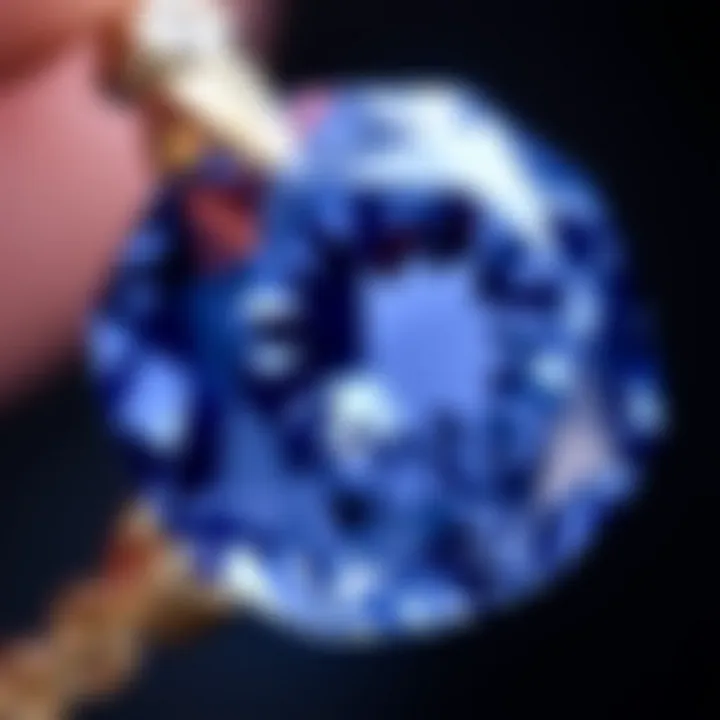 Close-up of a Chatham sapphire revealing its intricate facets and clarity