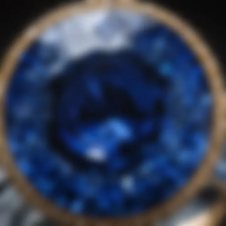 Close-up of a blue sapphire highlighting its unique clarity and brilliance