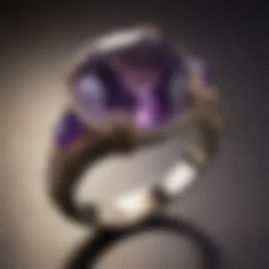 A unique engagement ring featuring a raw amethyst stone