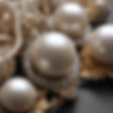 An artistic representation of pearls in cultural artifacts, illustrating their significance.