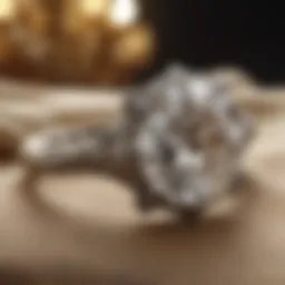 A sparkling diamond ring resting on a soft cloth, showcasing its brilliance.