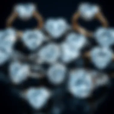Diverse Designs of Heart Shape Diamonds An array of heart shape diamonds in different settings and styles