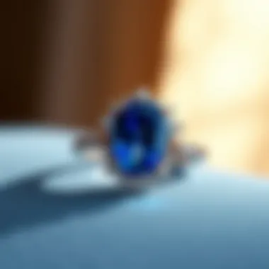Elegant Sapphire Engagement Ring A beautiful sapphire engagement ring set against a luxurious background.