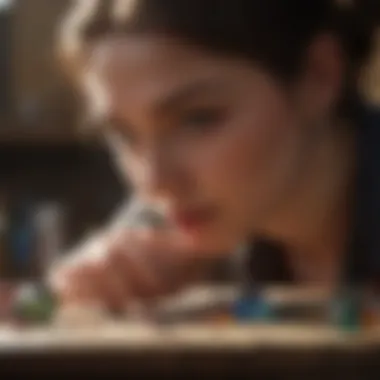 Examining the Beauty of Gems Artisan carefully examining a gemstone under natural light