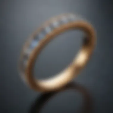 Elegant floating eternity ring showcased on a luxurious velvet background